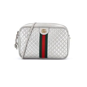 Gucci Trapunata Silver Metallic Crossbody- with COA